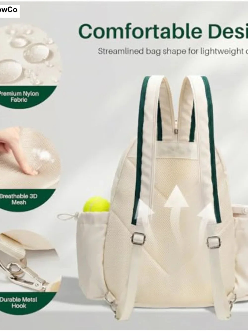 Convertible Sling Crossbody Tennis Backpack Women Waterproof Racket Bag